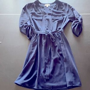 Corder sleeve navy blue dress